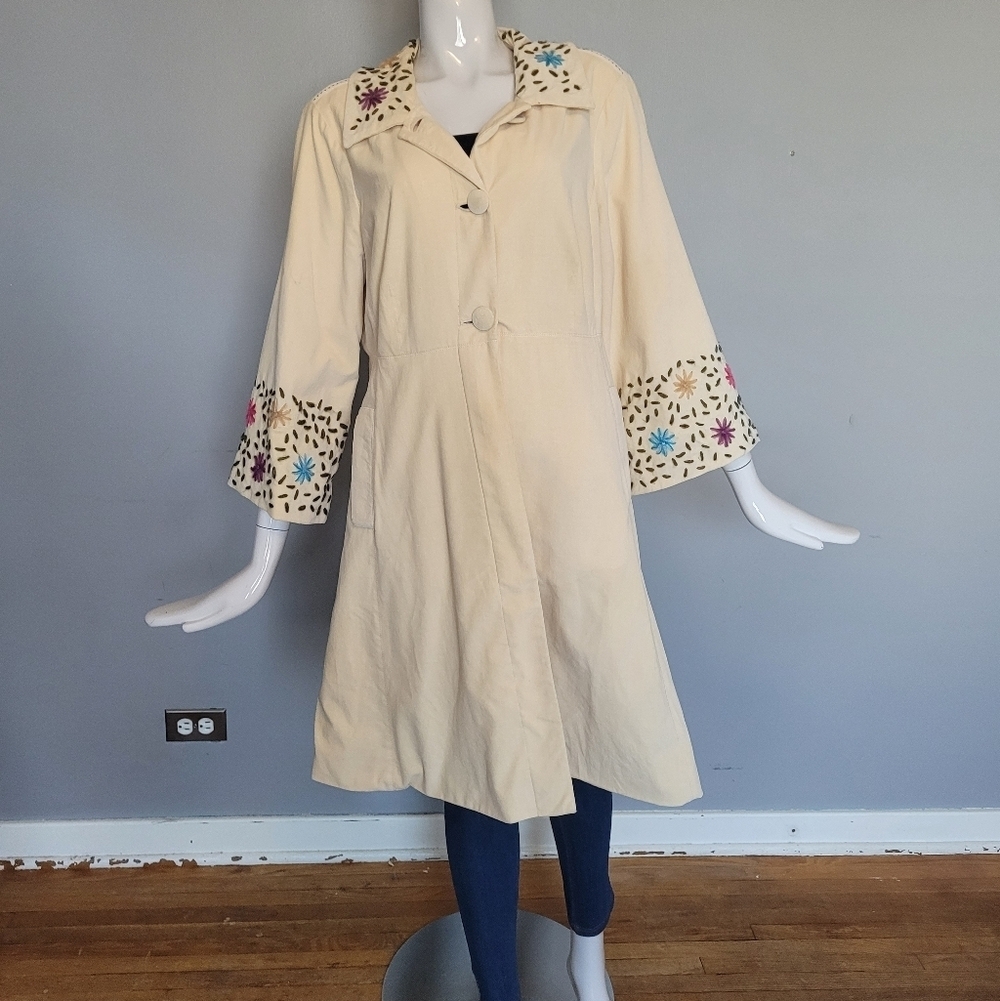 Anthropologie Tiny Embroidered Coat, Fair Condition, Size 14